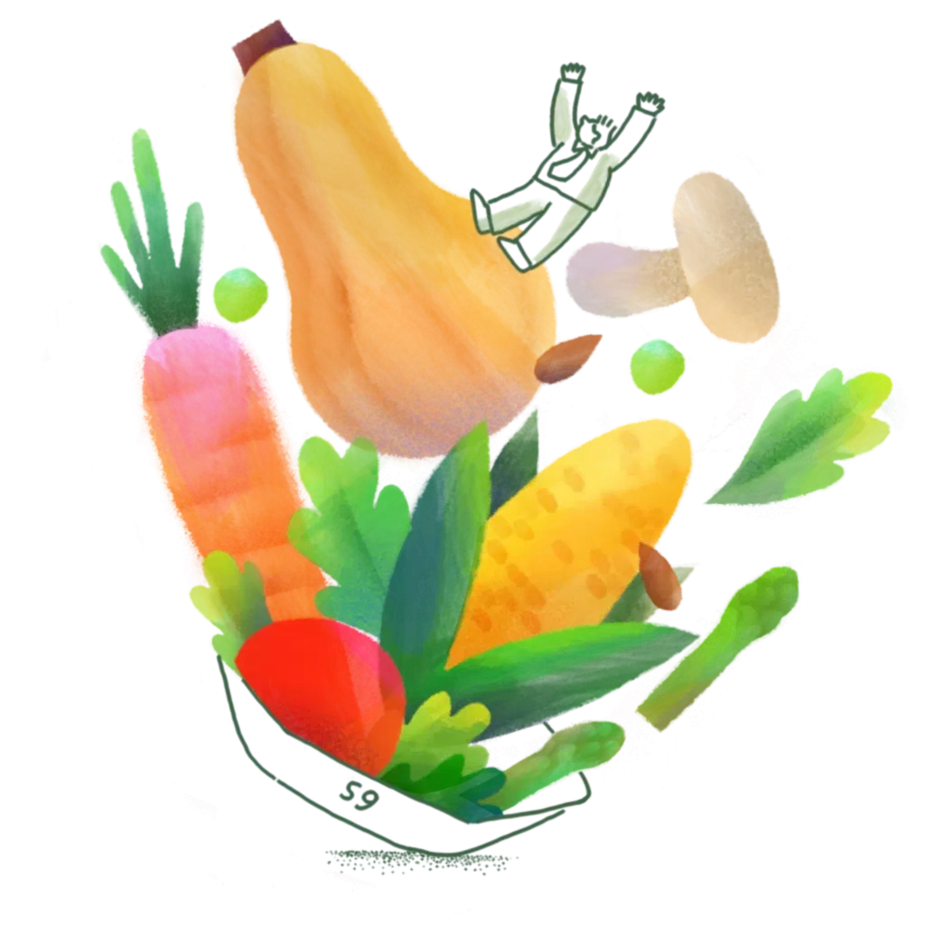 Sweetgreen illustration of seasonal produce